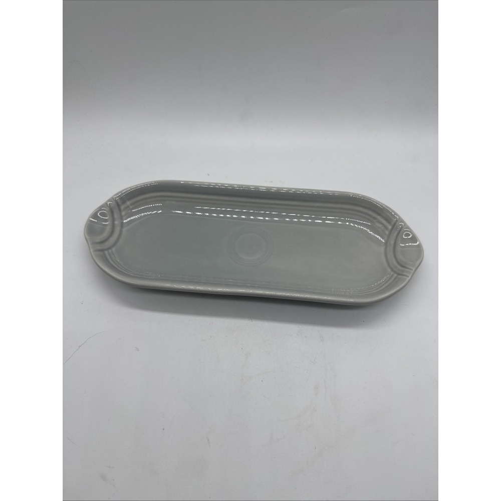 Fiesta Ware New Relish Tray/Corn Holder Utilty Gray  9-1/2" Very Rare Item